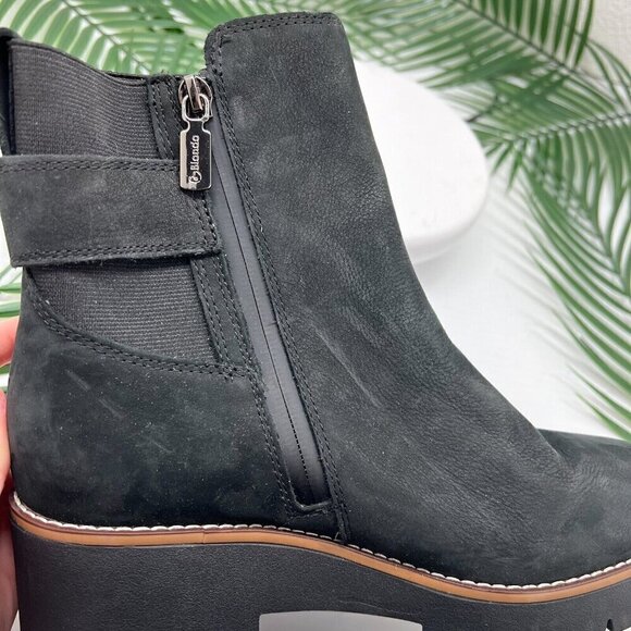 Blondo Dakota Black Leather Waterproof Lug Sole Buckle Ankle Boots 8M Fall - Picture 8 of 11